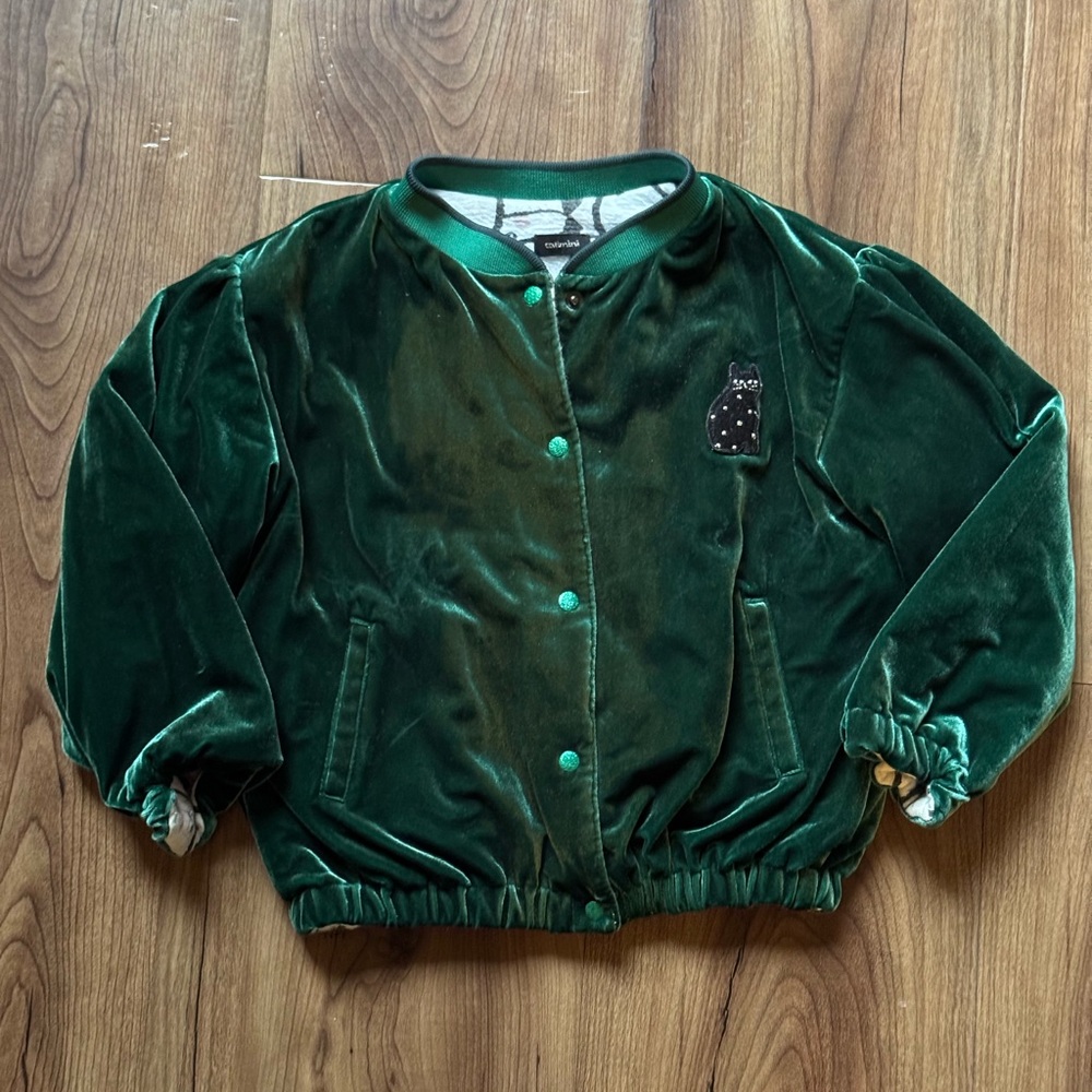 Catimini toddler 2 sided jacket velvet and dog print size 3Y
